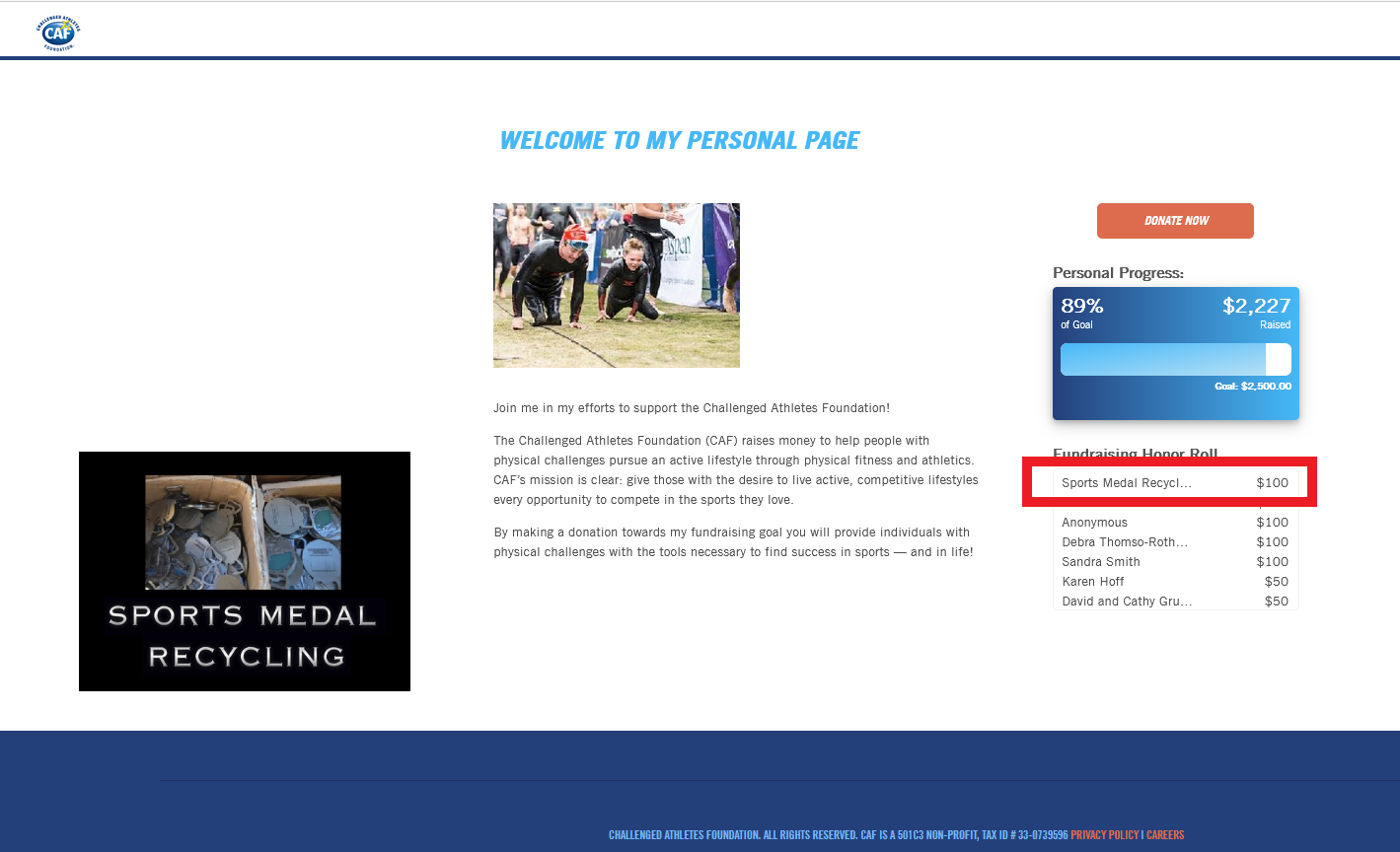 Charitable Donations Made Sports Medal Recycling