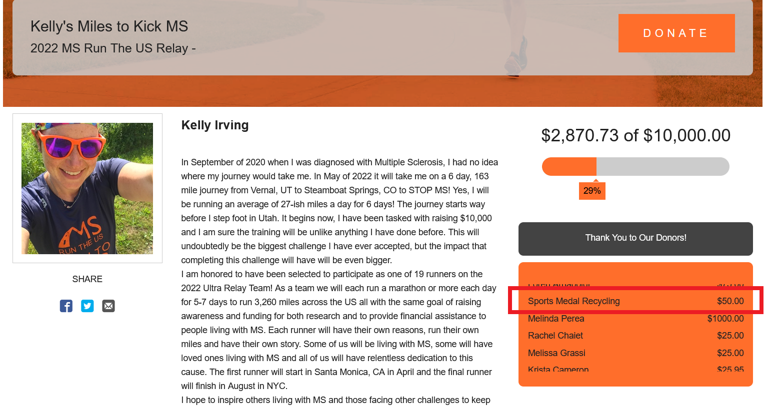 Charitable Donations Made Sports Medal Recycling